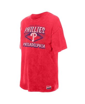 Women's Red Philadelphia Phillies Mineral Wash Oversized T-Shirt