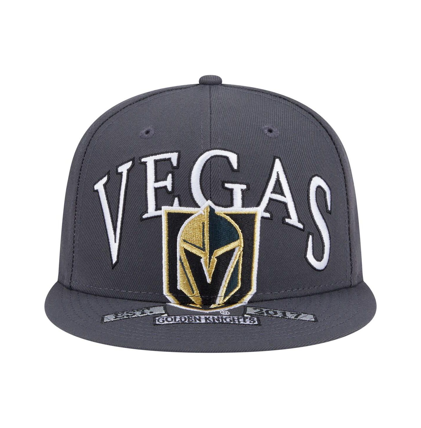 Мужская кепка New Era Gray Vegas Golden Knights Oversized Arch 59Fifty Fitted Hat — фото 2