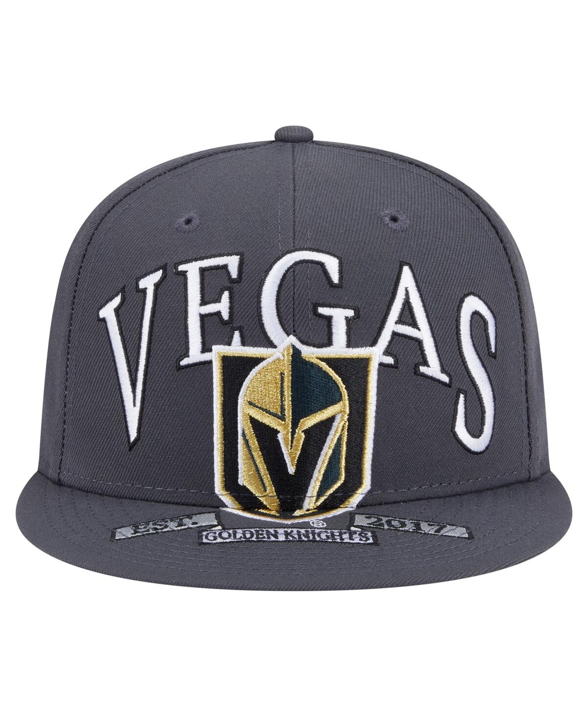 New Era Men's Gray Vegas Golden Knights Oversized Arch 59fifty Fitted Hat In Gray