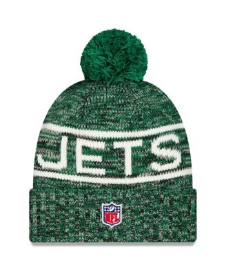 Men's Green New York Jets 2025 Sideline Cold Weather Cuffed Pom with Knit Hat