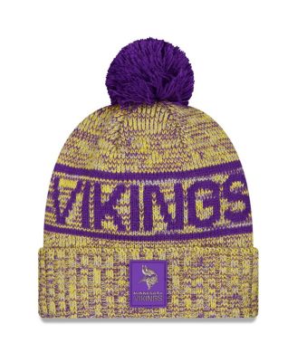 New Era - Men's Gold Minnesota Vikings 2025 Sideline Cold Weather Cuffed Knit Hat with Pom