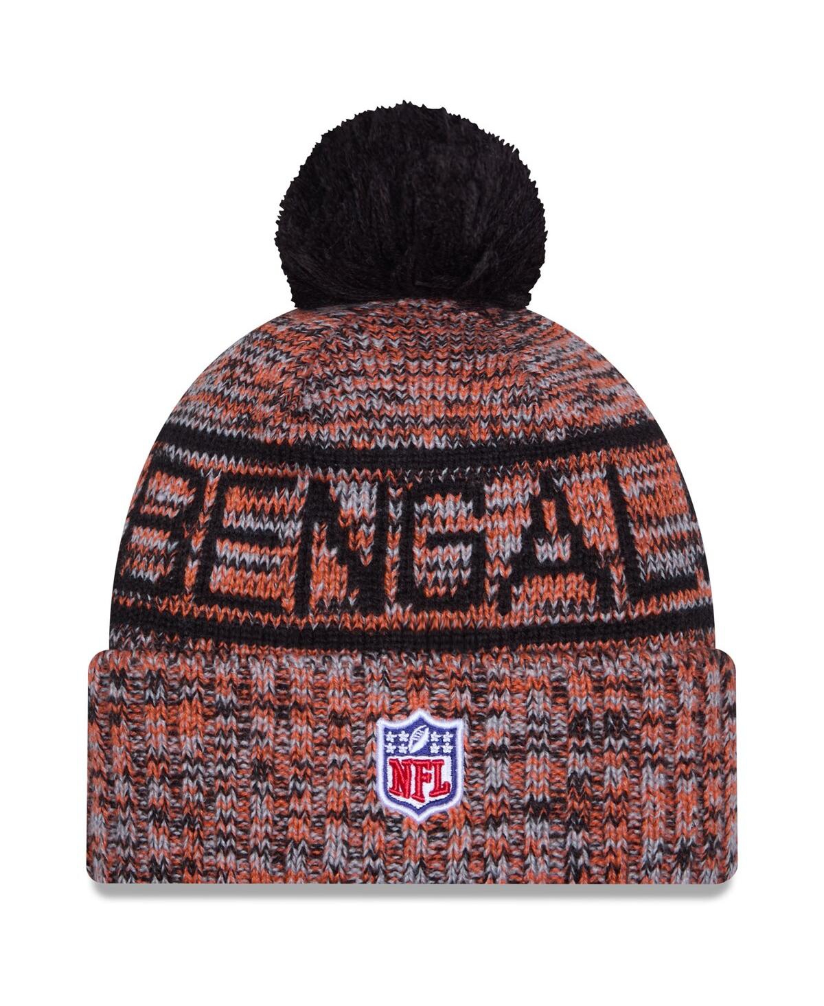 New Era Men's Orange Cincinnati Bengals 2025 Sideline Cold Weather Cuffed Pom with Knit Hat