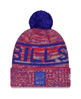 New Era - Men's Red Buffalo Bills 2025 Sideline Cold Weather Cuffed Knit Hat with Pom