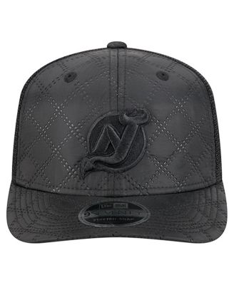 Men's Black New Jersey Devils Quilted Nylon 9SEVENTY Adjustable Trucker Hat