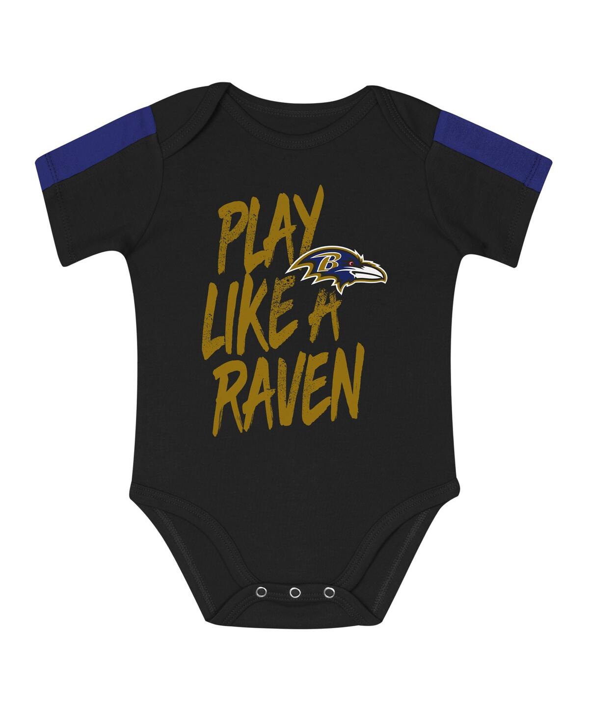 Outerstuff Baby Boys And Girls 3-piece Baltimore Ravens Double Down Bodysuits And Pants Set In Multi