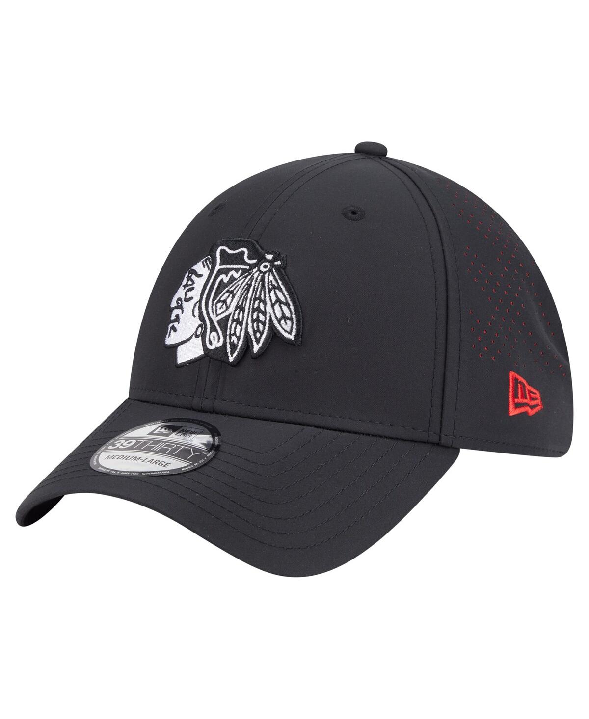 New Era Men's Black Chicago Blackhawks Night 39THIRTY Flex Hat