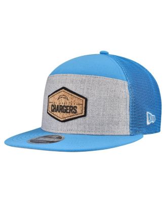 New Era - Men's Gray/Powder Blue Los Angeles Chargers Cork Split Panel 9FIFTY Trucker Snapback Hat