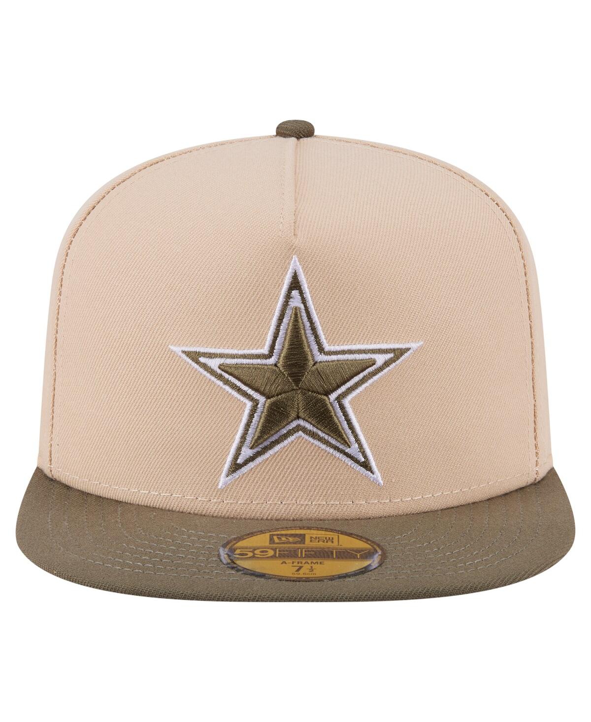New Era Men's Light Beige/olive Dallas Cowboys Two-tone Color Pack A-frame 59fifty Fitted Hat In Green