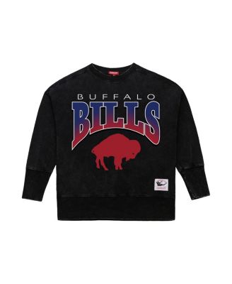 Women's Black Buffalo Bills Delineate Mineral Wash Crewneck Sweatshirt