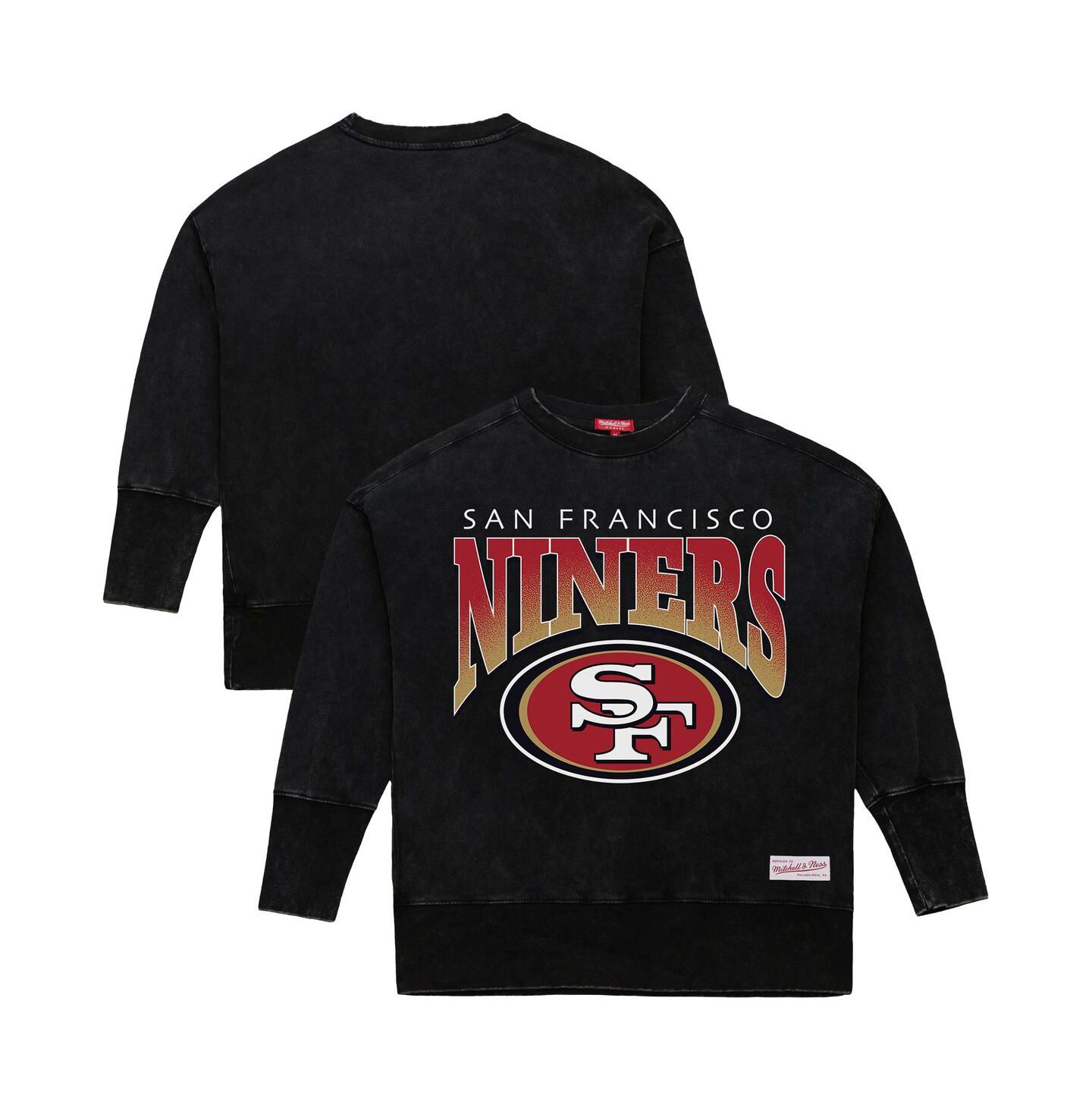 Женская толстовка Mitchell & Ness Black San Francisco 49ers Delineate Mineral Wash Crewneck — фото 1