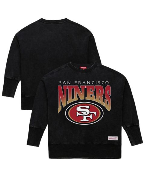 Женская толстовка Mitchell & Ness Black San Francisco 49ers Delineate Mineral Wash Crewneck