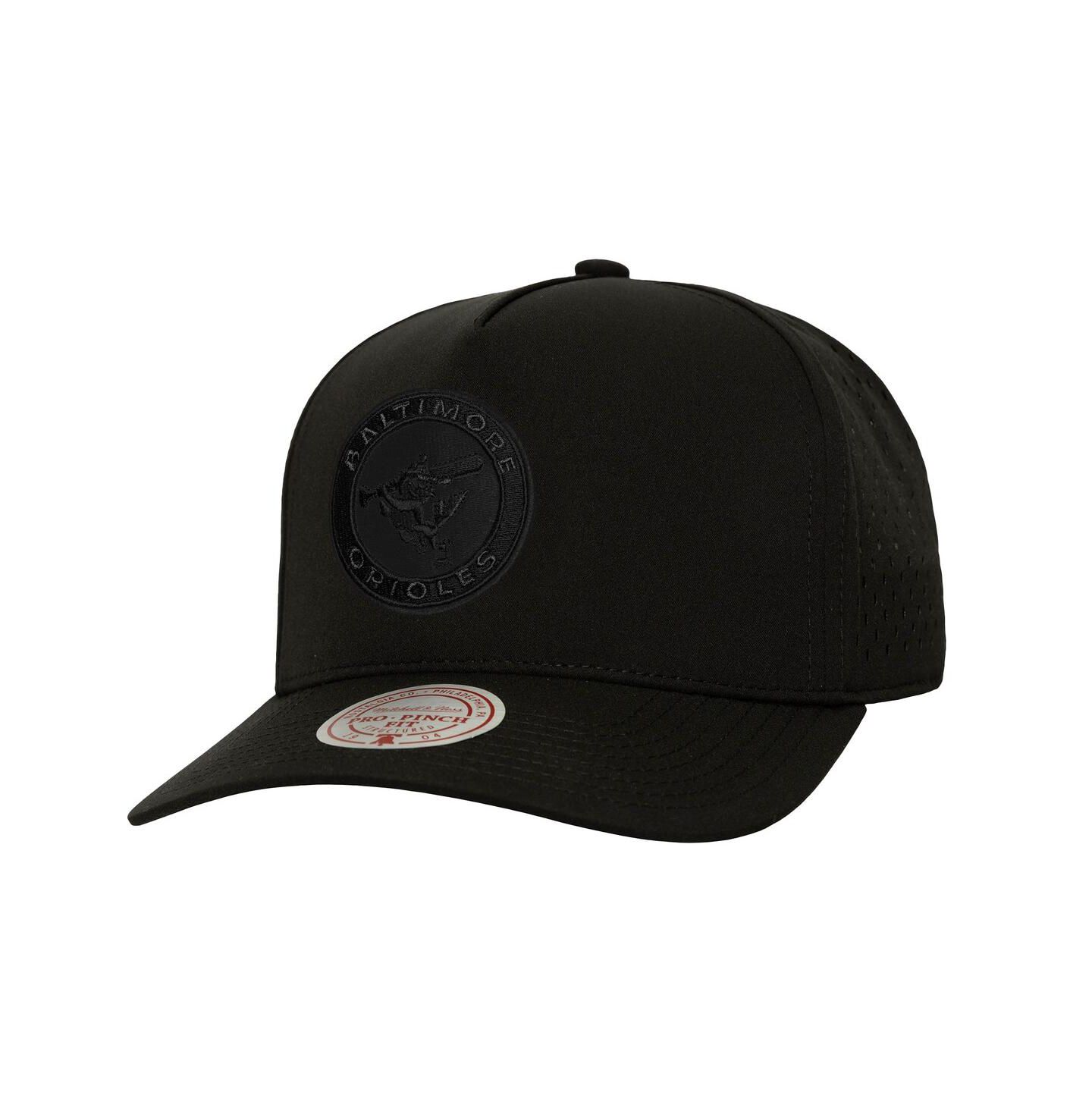 Мужская кепка Mitchell & Ness Black Baltimore Orioles Perfect Icon Pro Pinch Snapback Hat — фото 1