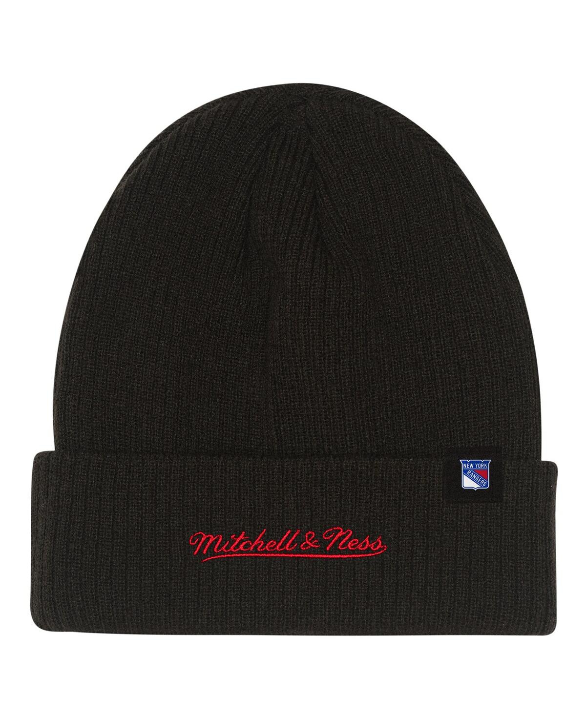 Mitchell & Ness Big Boys And Girls Black New York Rangers Neon Line Lights Cuffed Knit Hat In Black