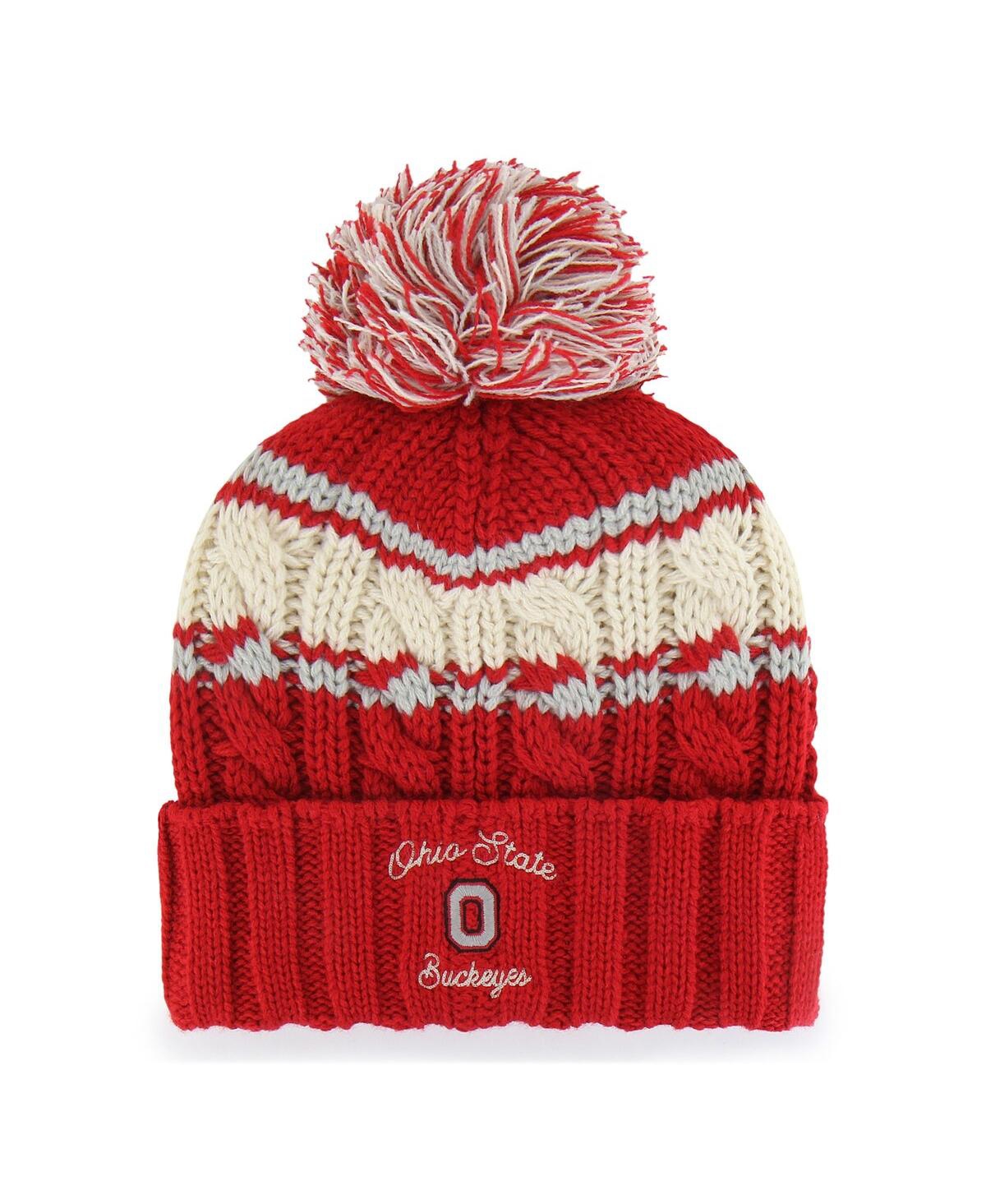 47 Brand '47 Scarlet Ohio State Buckeyes Emma Cuffed Knit Hat With Pom In Multi