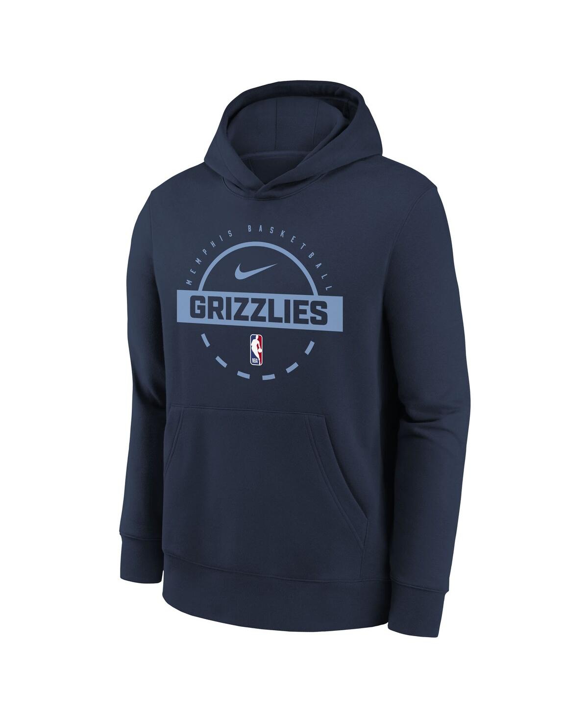 Nike Big Boys and Girls Navy Memphis Grizzlies 2025/26 Club Fleece Practice Hoodie