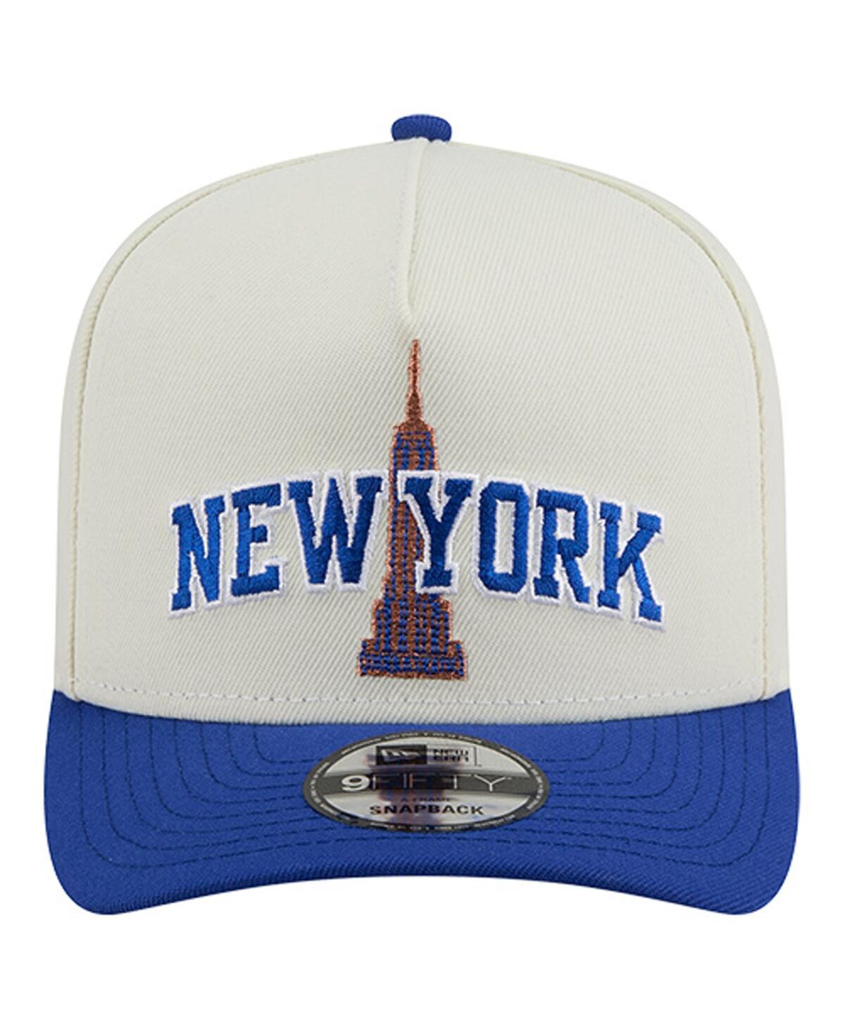 New Era Men's White/blue New York Knicks A-frame 9fifty Adjustable Hat In Neutral