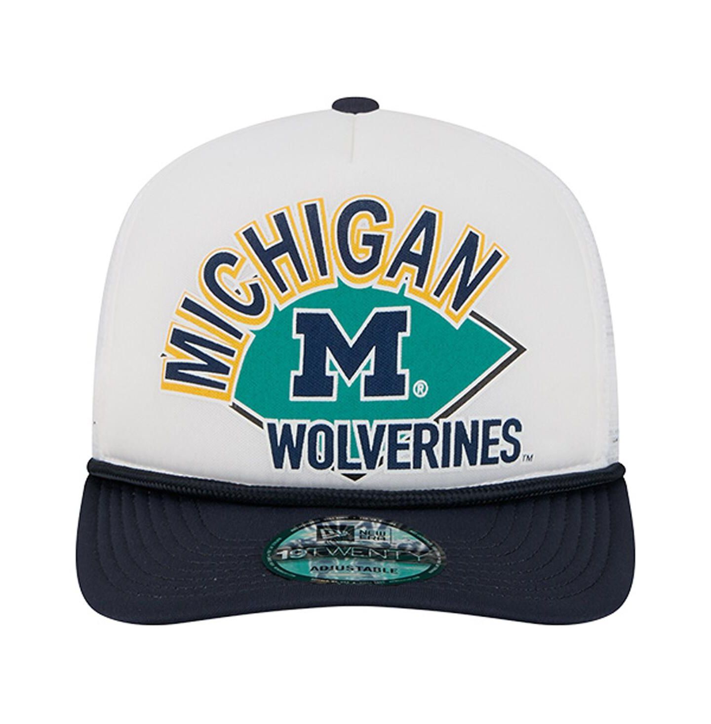 Мужская кепка New Era White Michigan Wolverines Diamond 19TWENTY Golfer Adjustable Hat — фото 4