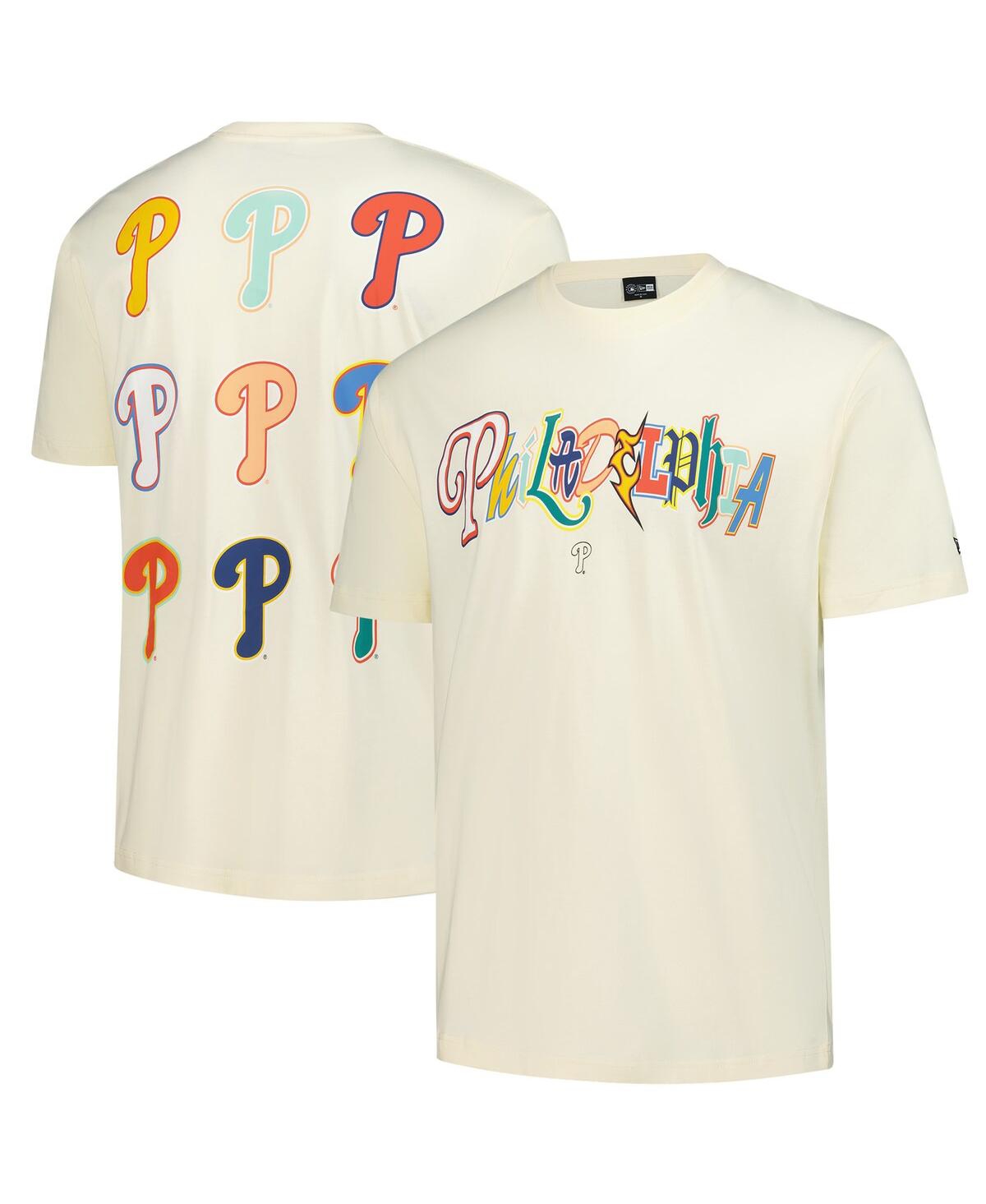 New Era Men's Cream Philadelphia Phillies Ransom Note Oversized T-Shirt