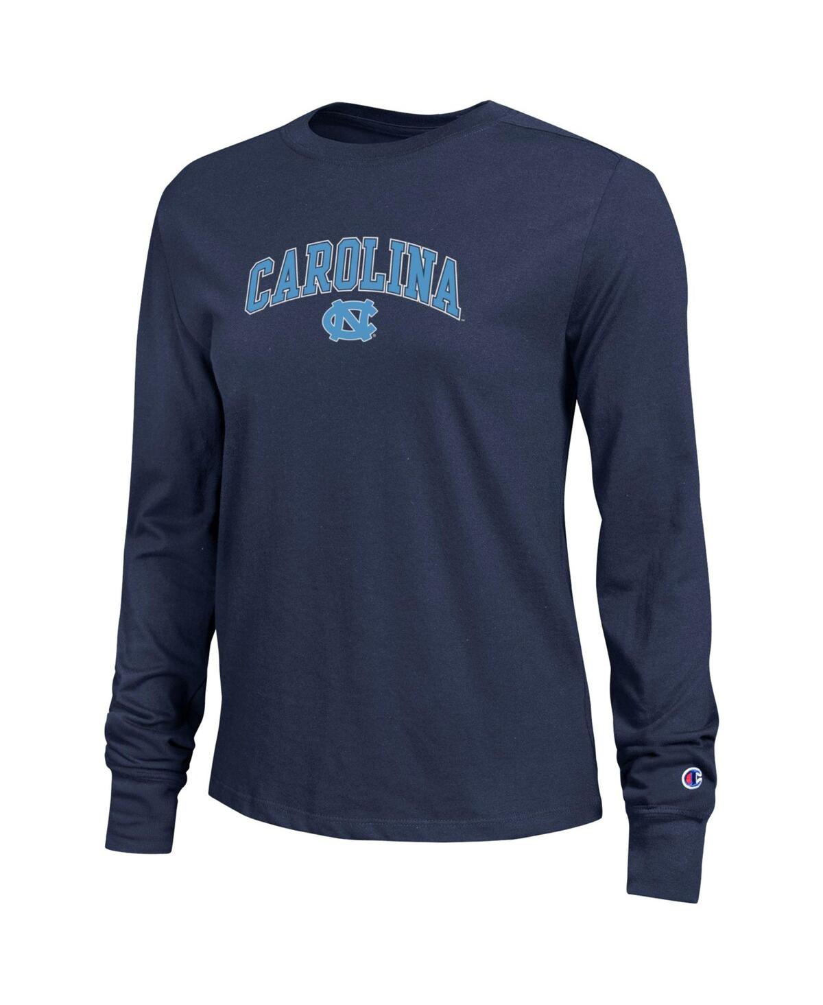 Champion Women's Navy North Carolina Tar Heels Arch Over Logo Long Sleeve T-Shirt