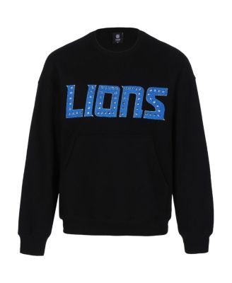 Cuce - Women's Black Detroit Lions Chenille Jeweled Sweatshirt