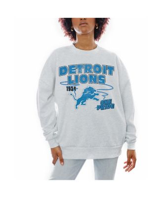 Gameday Couture - Women's Ash Detroit Lions Gridiron Goals Premium Drop Shoulder Pullover Sweatshirt
