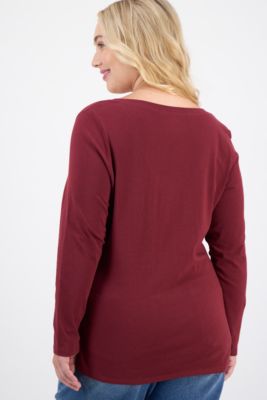 Plus Size Long Sleeve V-Neck Top