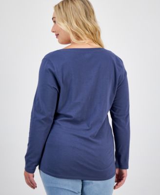 Plus Size Long Sleeve V-Neck Top