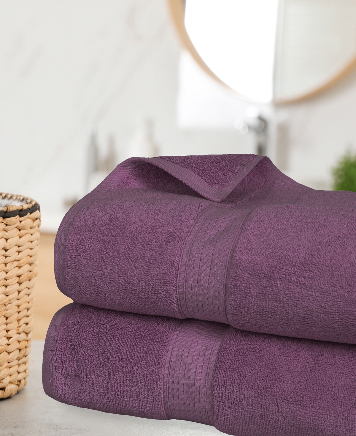 Superior 100% Egyptian Cotton 2-pc Bath Sheet Set In Purple