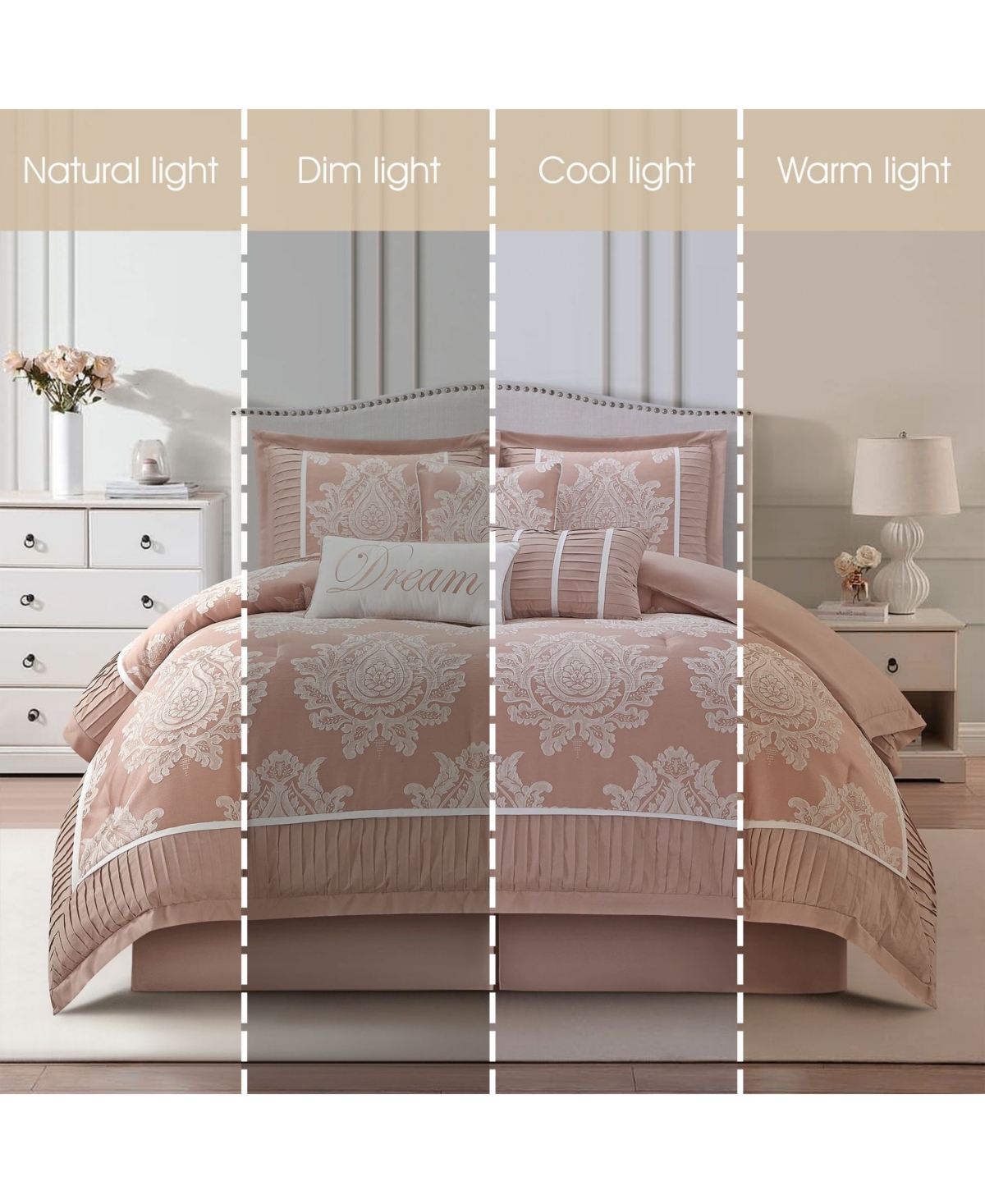 Stratford Park Therese Damask 7-pc. Comforter Set, King In Pink