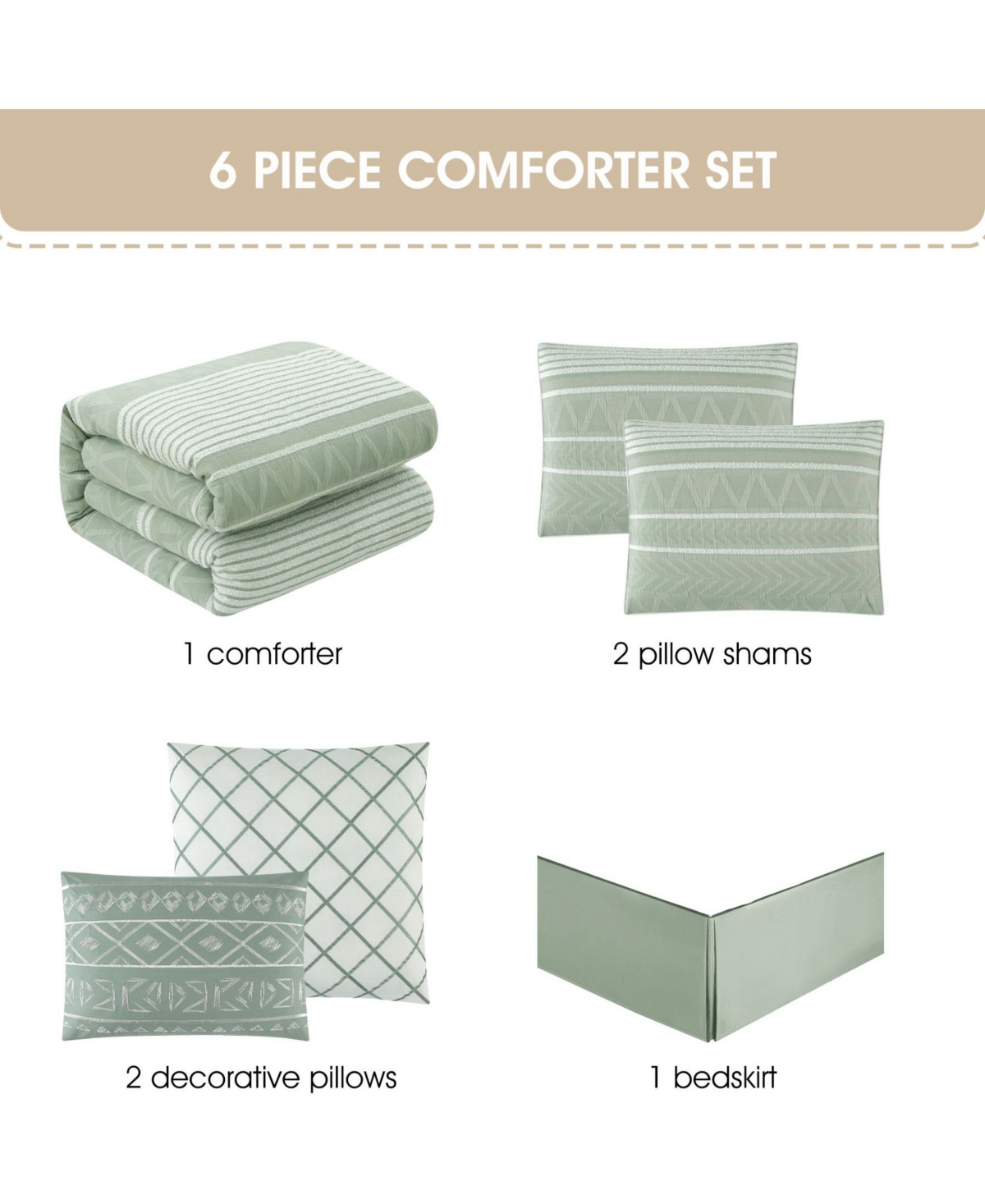 Stratford Park Cleluya Cotton Jacquard 6-pc. Comforter Set, California King In Green