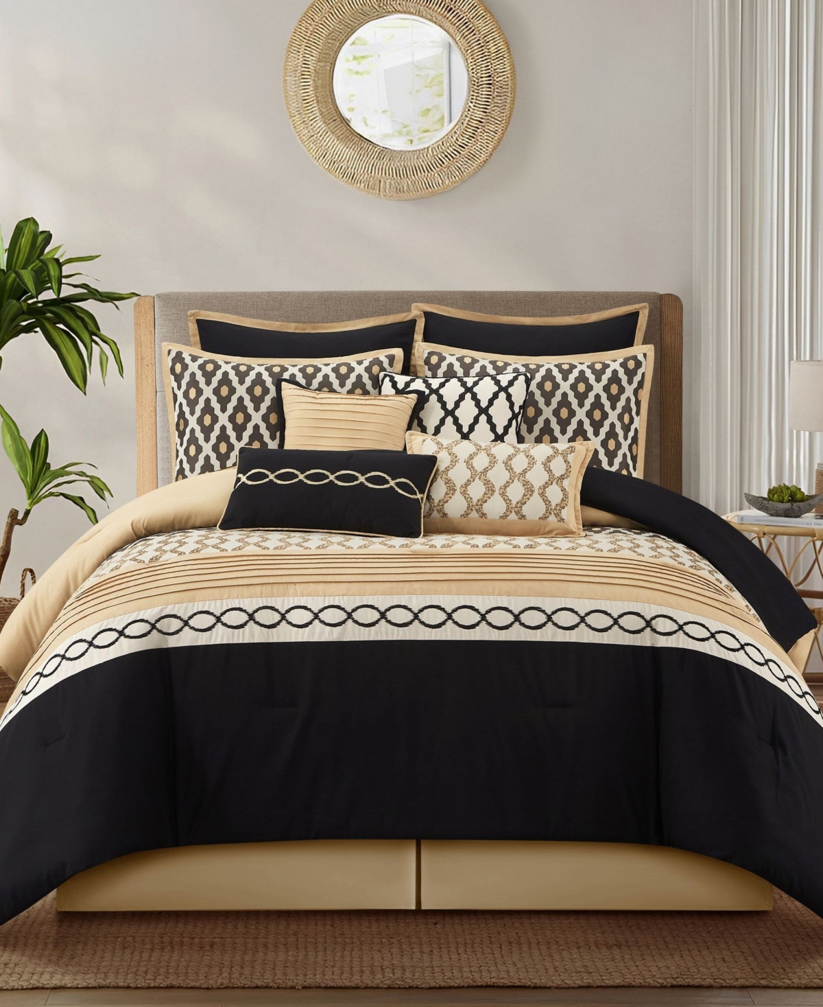 Stratford Park Caval 10-piece Comforter Set, Queen In Black