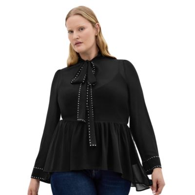 Plus Size Kara Stud Tie Neck Top