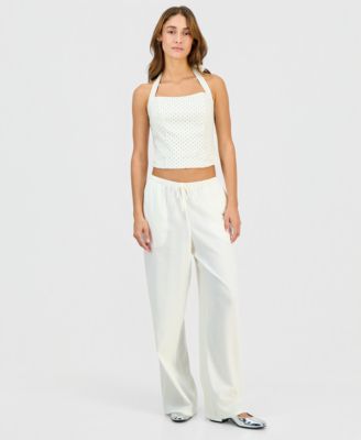 Juniors' Linen Halter Top