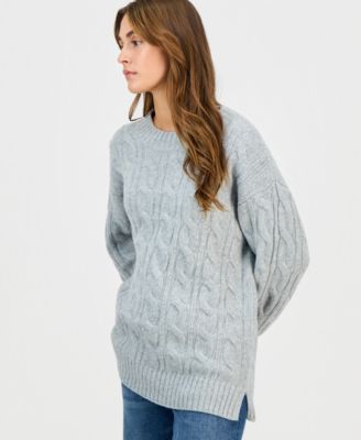 Juniors' Oversized Cable-Knit Sweater