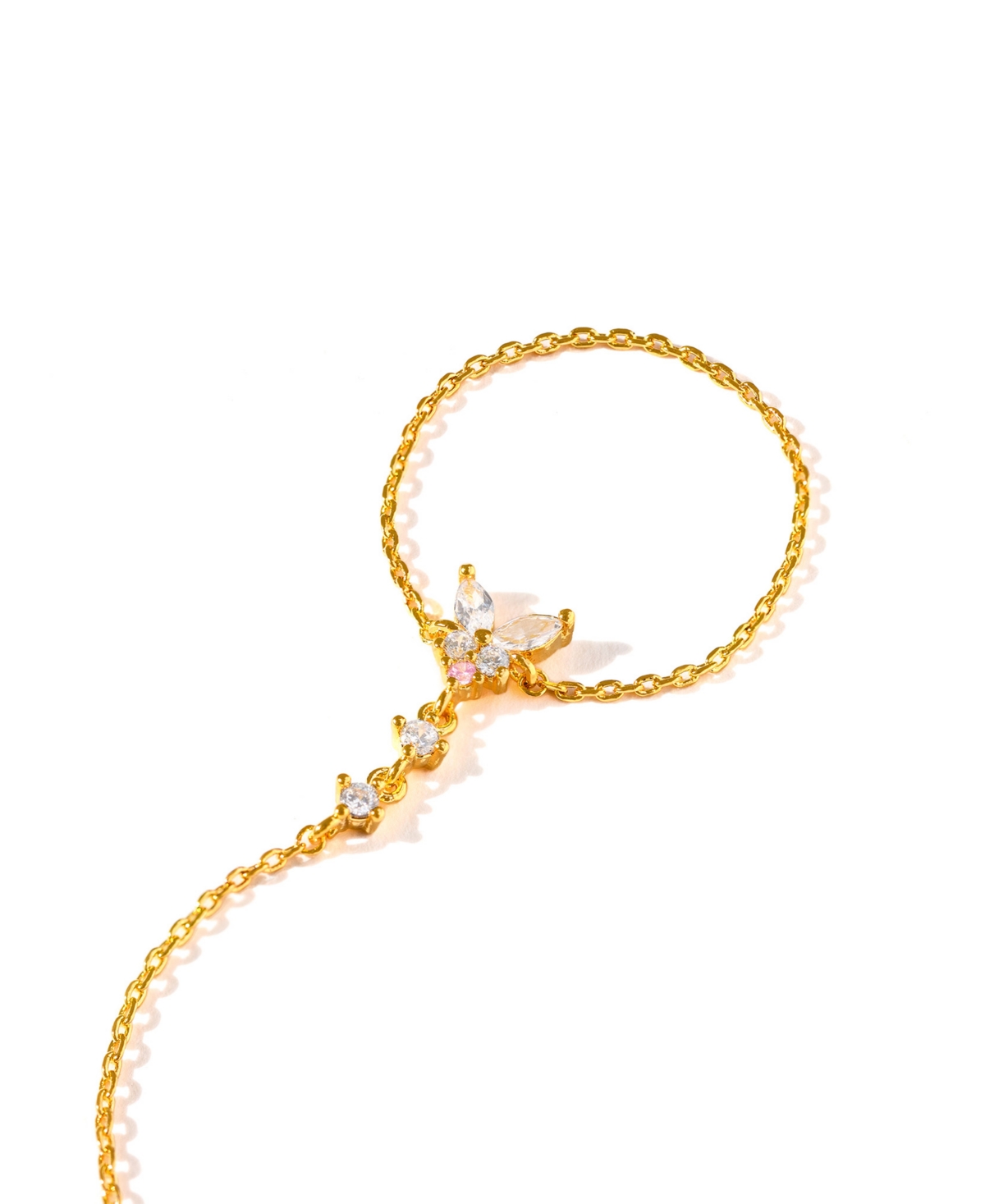 Girls Crew Crystal Gold Plated Flutter Over You Hand Chain