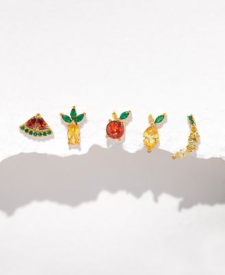 Crystal Multi-Color Tropical Fruit Basket Stud Set