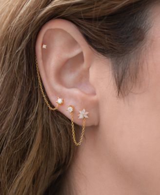 Crystal Gold Plated Fairest Floral Studs