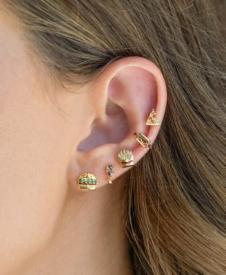 Crystal Gold Plated Hot Dog Studs