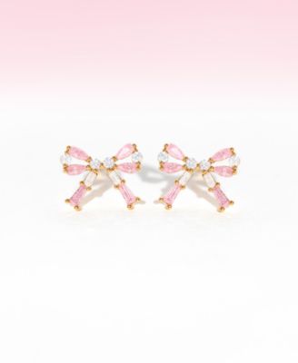Crystal Gold Plated Chasse Bow Studs