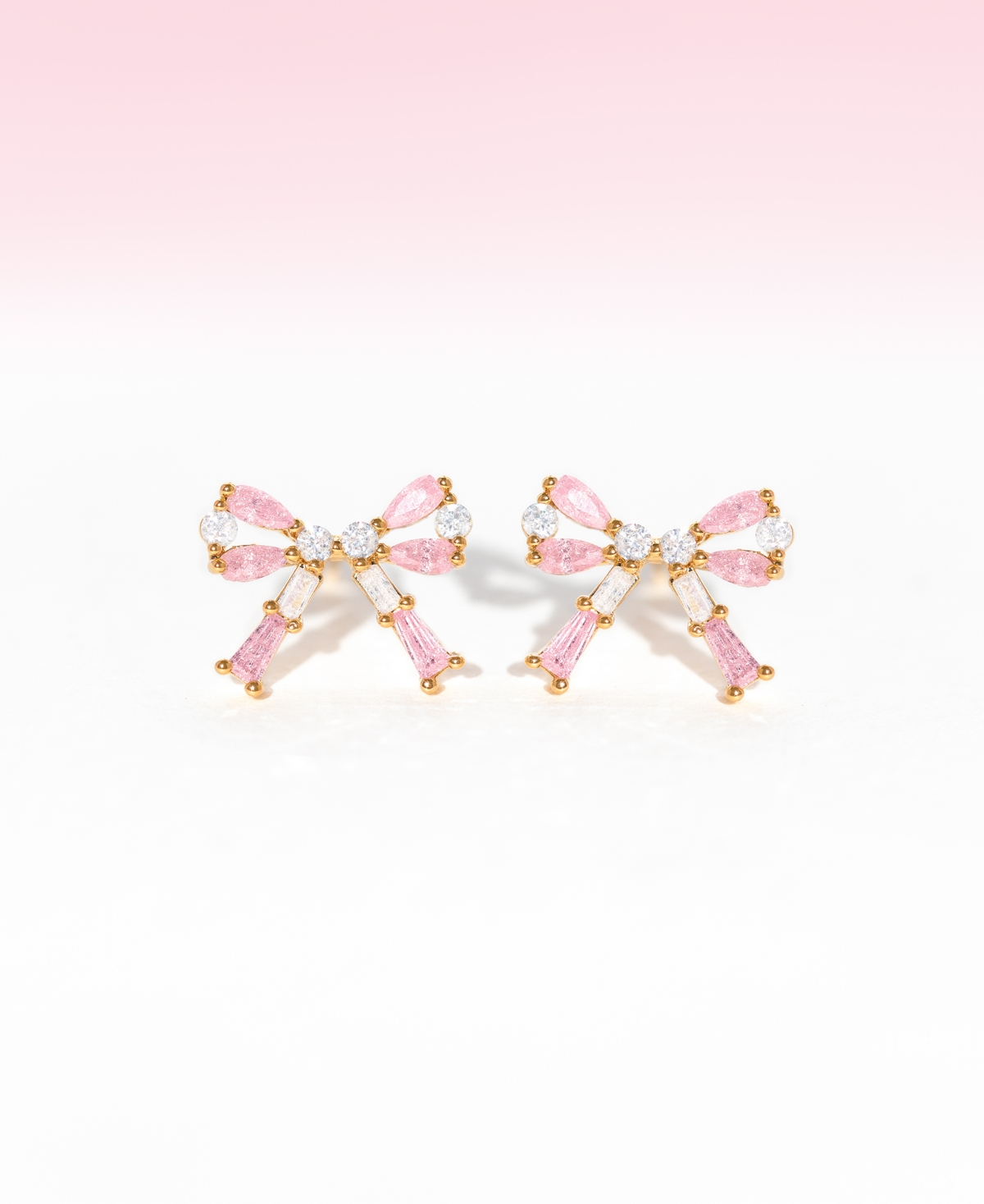 Girls Crew Crystal Gold Plated Chasse Bow Studs In Gold