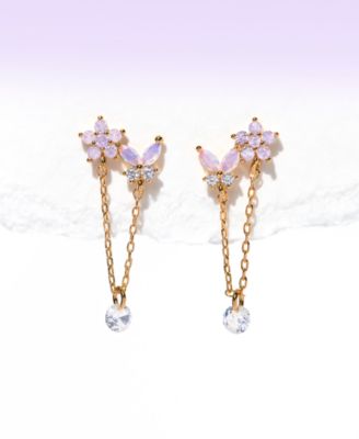 Crystal Gold Plated Butterfly Whispers Dangle Earrings