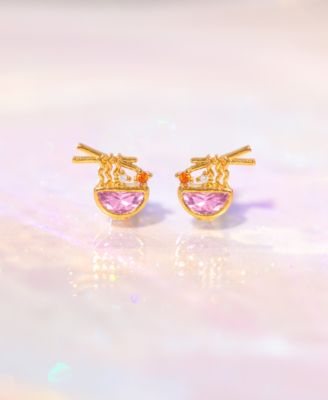Crystal Gold Plated Ramen Stud Earrings