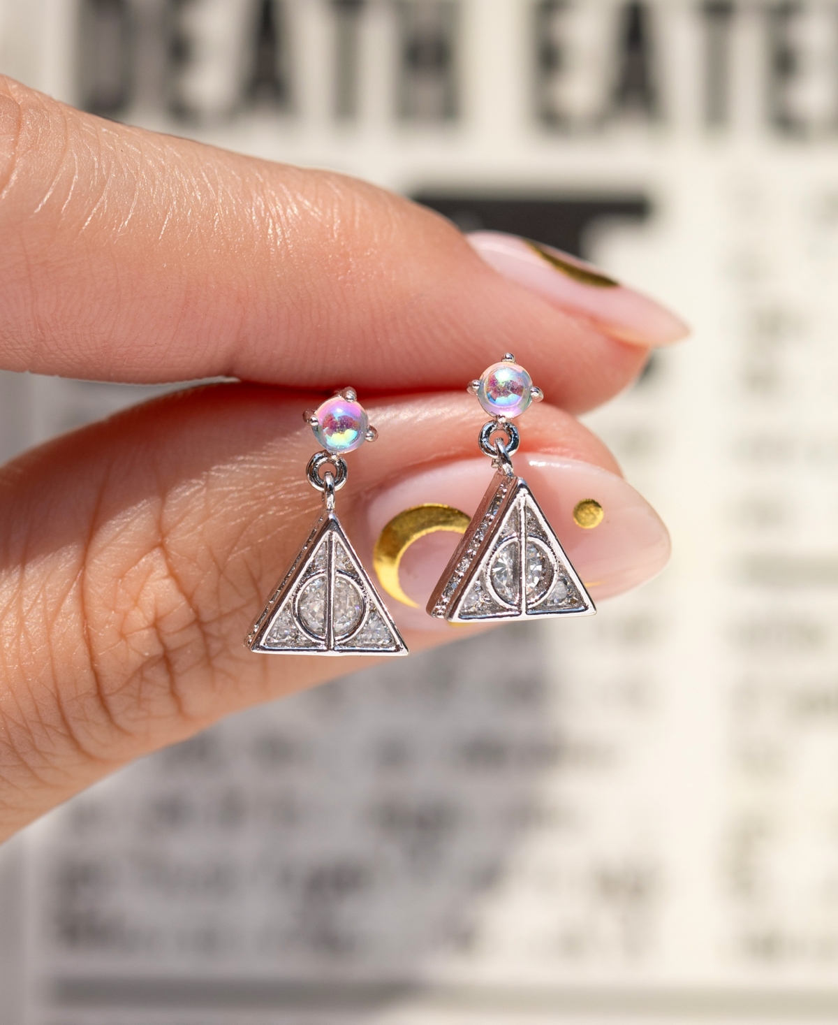 Girls Crew Harry Potter Deathly Hallows Crystal Earrings In Metallic