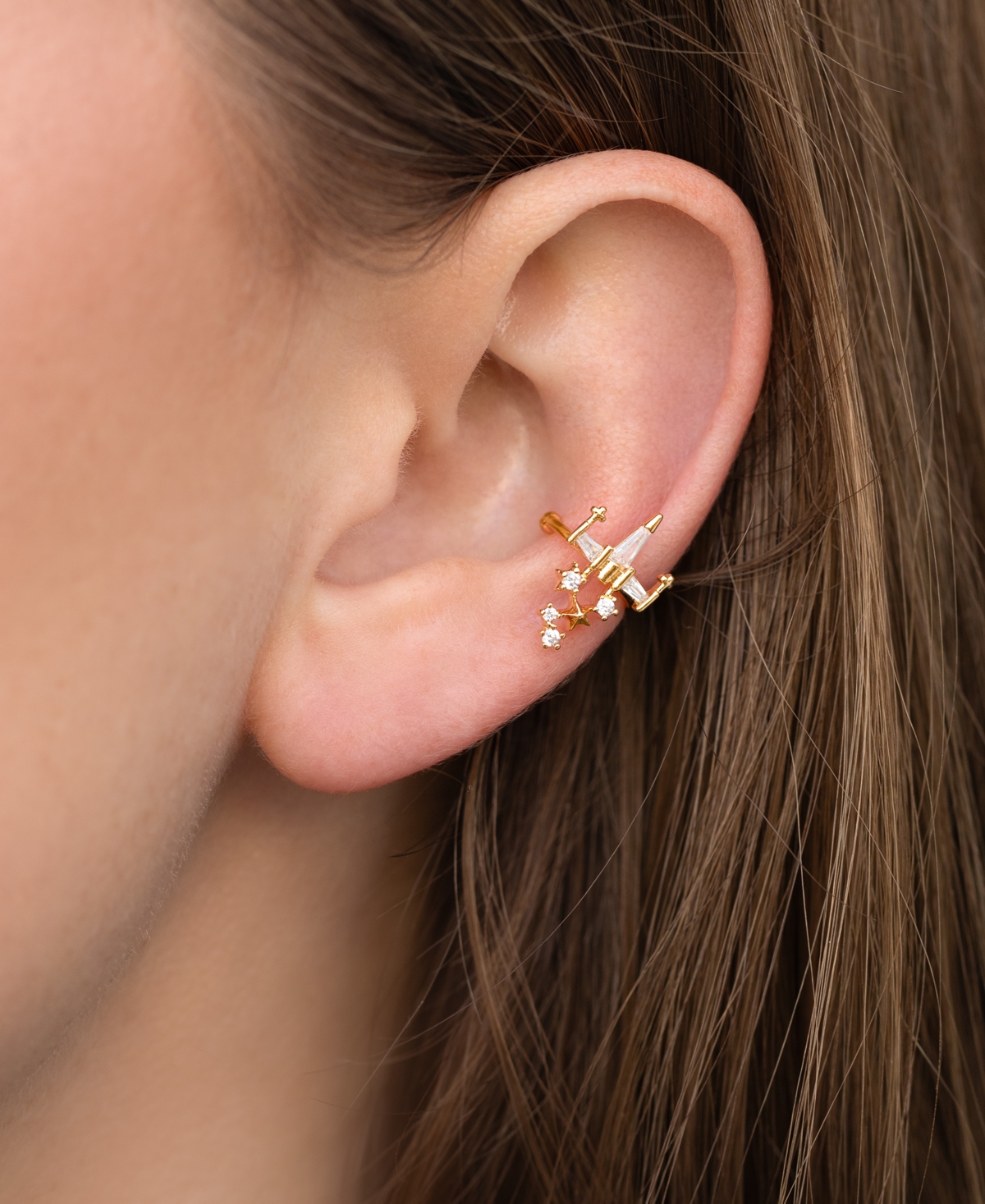 Girls Crew Crystal Star Wars X-wing Ear Cuff In Gold
