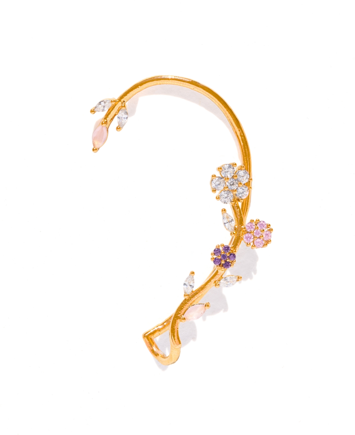 Girls Crew Crystal Gold Plated Island Bloom Crawler Cuff Earrings