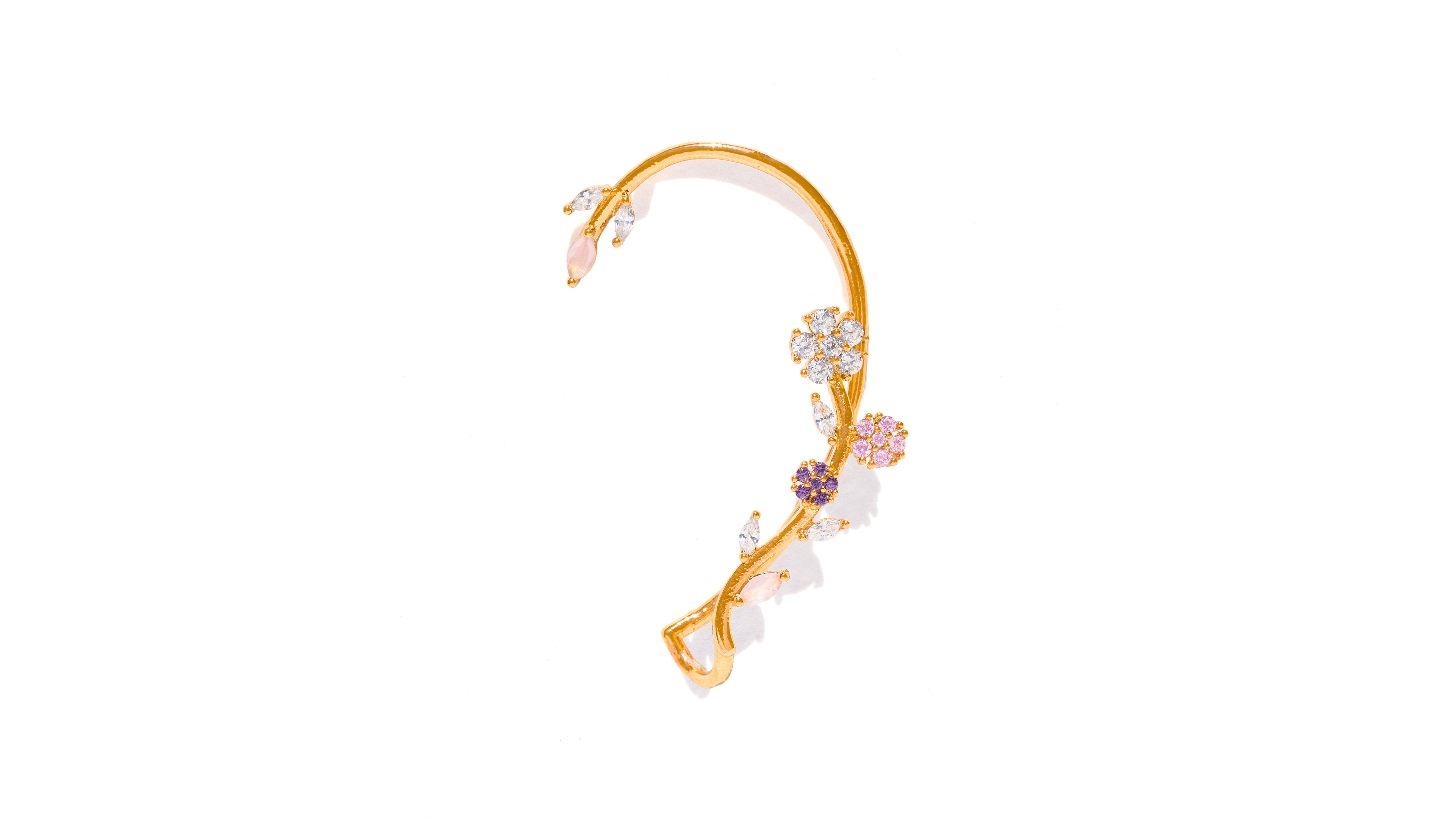 Girls Crew Crystal Gold Plated Island Bloom Crawler Cuff Earrings
