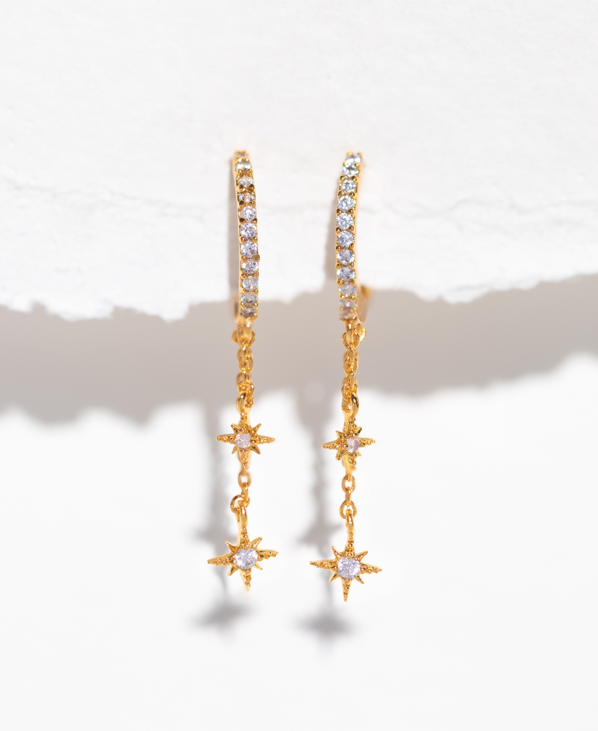 Girls Crew Crystal Skyshower Gold Plated Hoop Earrings In Gold