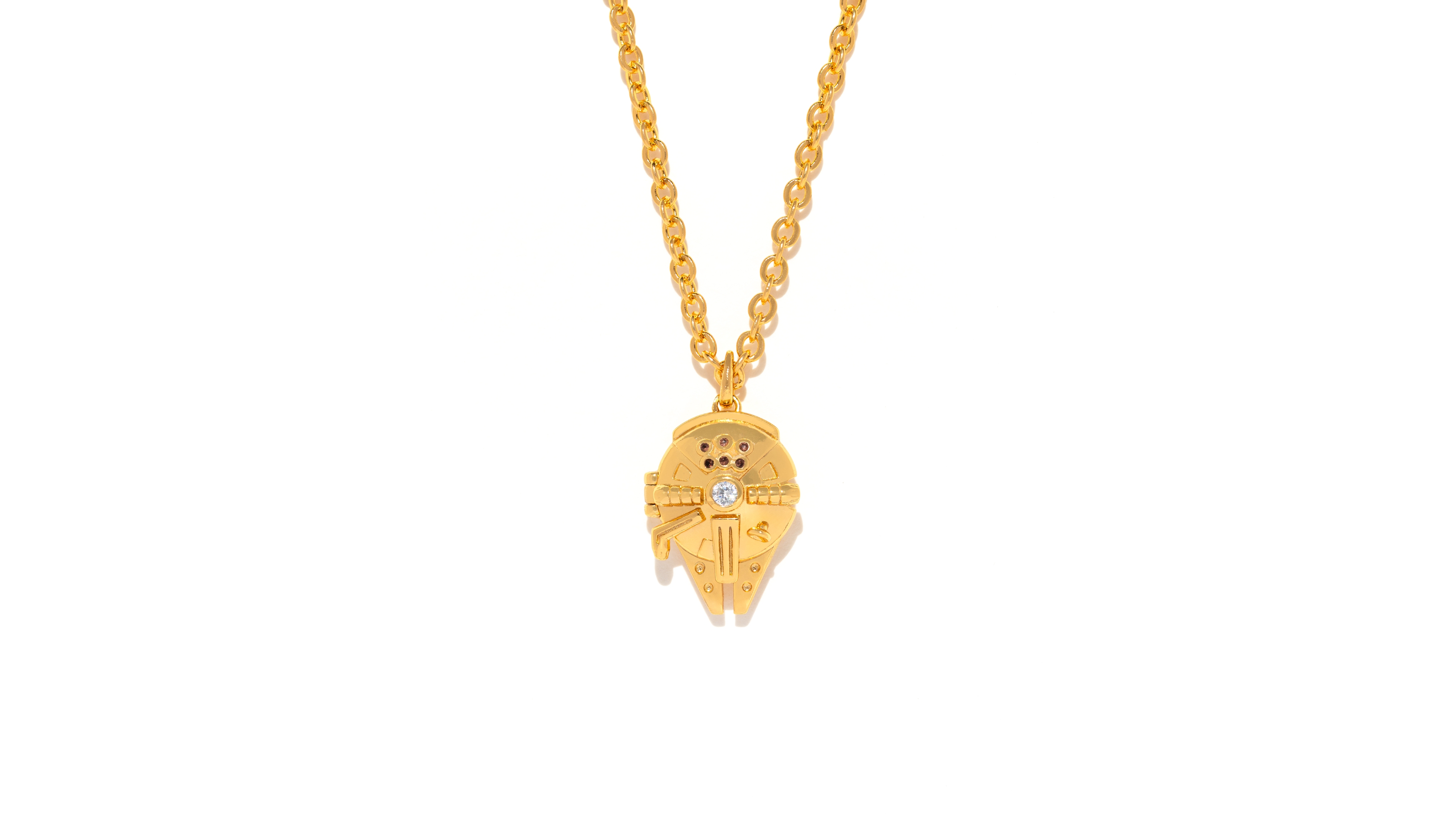 Girls Crew Star Wars Millennium Falcon Locket Gold Plated Necklace