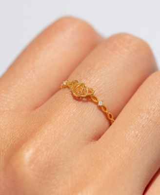 Crystal Gold Plated Croissant Rings