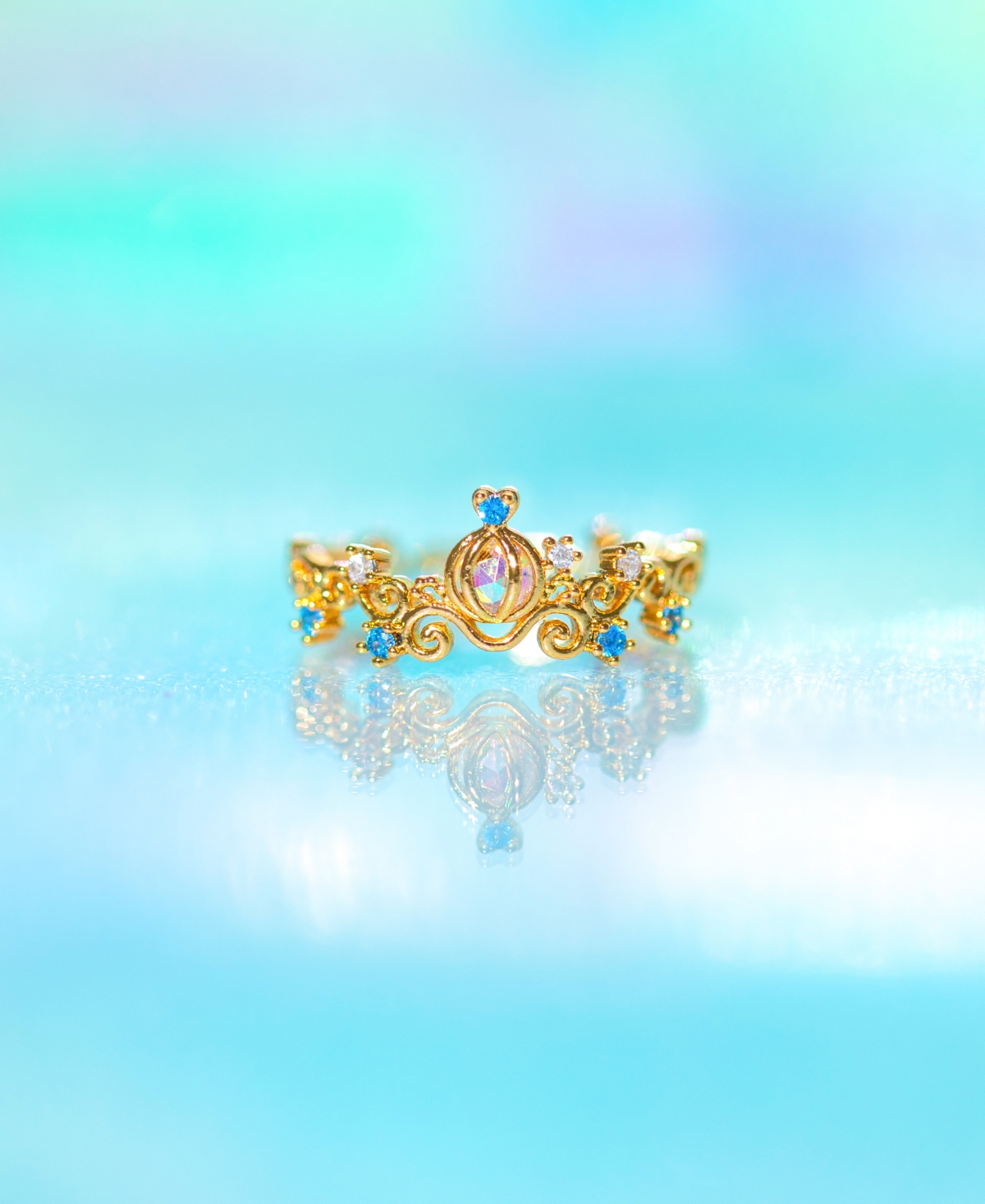 Girls Crew Disney Princess The Little Mermaid Ariel Crystal Gold Plated Rings In Gold